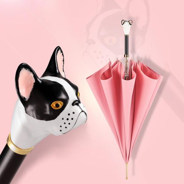 

umbrellas animal head long handle umbrella women girl sun uv cute windproof parasol creative folding paraplu gift sy295