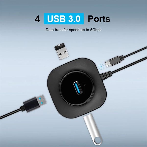USB Hub GRIS USB2.0 USB3.0 4 Porta de alta velocidade Transferência de dados Conversor Suporte multi sistemas plug and play adaptador estender cabo