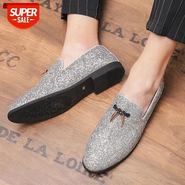

men dress shoes breathable men casual shoes solid color blingbling slip-on loafers autumn new style men's peas size 38-46 #9o3l