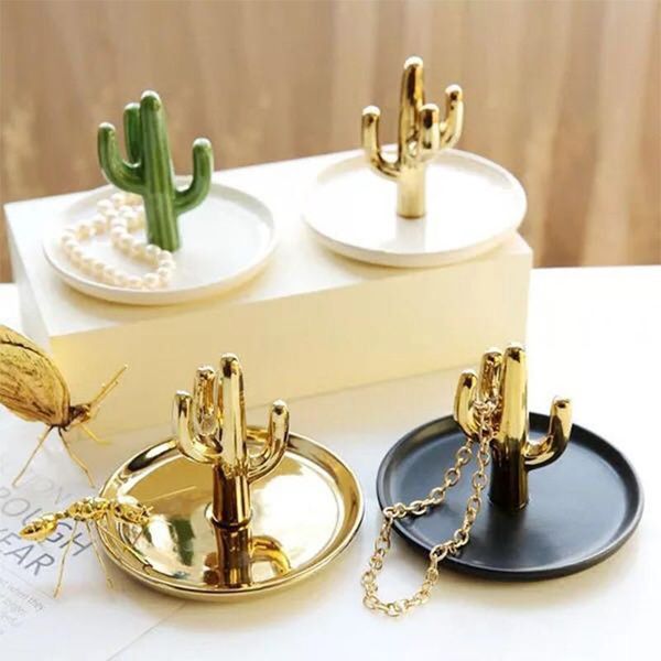 

kitchen storage & organization nordic cactus shaped jewelry display trays stand dish holder trinket plant ring decoration