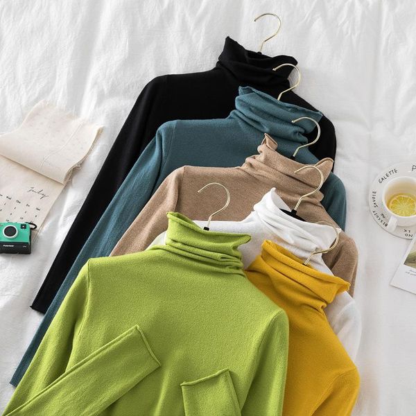 

women's sweaters turtleneck women 2021 autumn winter sweater knitted pullover long sleeve woman soft jumper pull femme, White;black