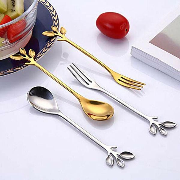 

spoons small branch leaf coffee spoon tea dessert fork fruit dinnerware