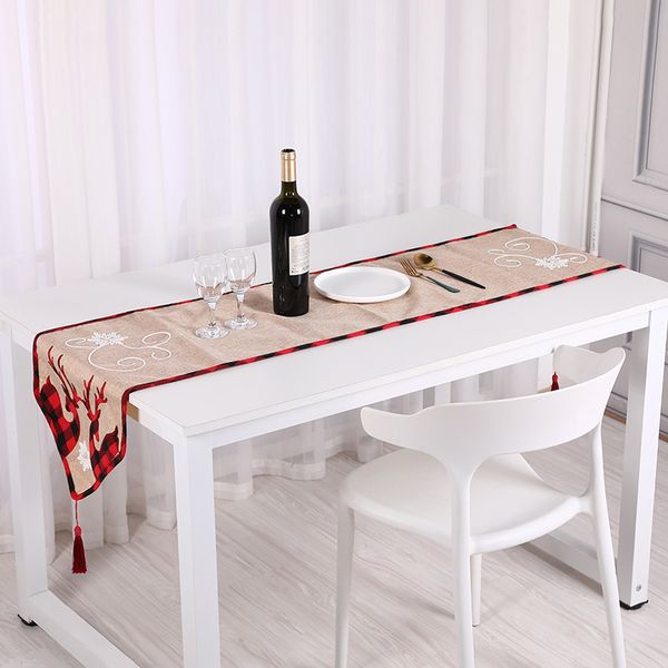 Natale Corridore Cervo Babbo Natale Banchetto Bandiera Natale Casa Tovaglia Decorazione Cartoni Animati Lavorazione A Maglia Tavoli Copertura Mat CGY124