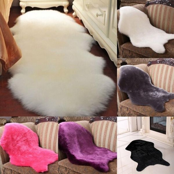 

blankets 2 pieces home office decoration faux sheep skin carpet ultra soft chair sofa cover rugs warm hairy seat pad blanket