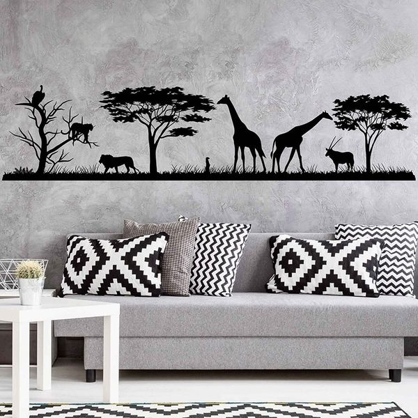 Afrikanische Safari Wandtattoo Dschungel Vinyl Aufkleber Aufkleber Home Decor Tier Wand Vinyl Aufkleber Kinderzimmer Dekor Raumdekoration 3117 210308