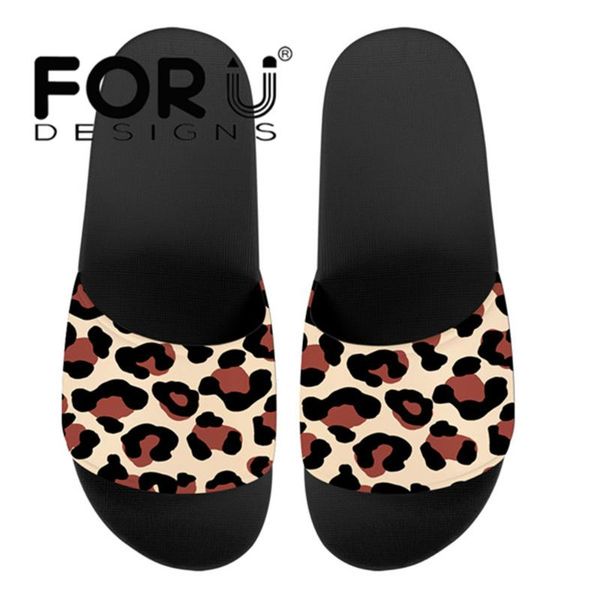 

slippers forudesigns leopard printing style women shoes bathroom house flat casual sandal beach fashion flip flop lady, Black