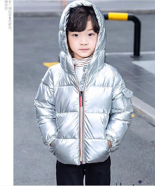 Neue Kinder Winterjacke Mantel für Kinder Mädchen Silber Gold Jungen Casual Kapuzenmäntel Babykleidung Outwear Kind rosa hell Parka Jack4636085