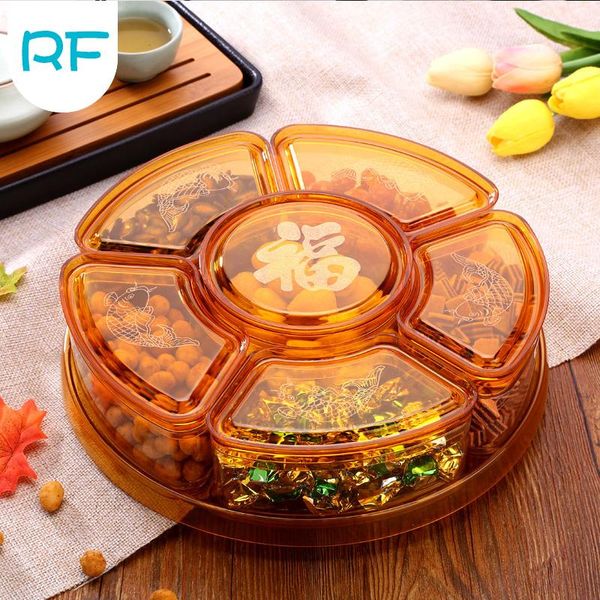 

storage bottles & jars 1pcs petal-shape rotating snack box candy tray wedding plates double-deck dried fruit organizer