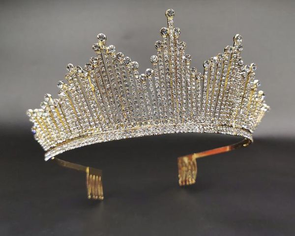 

hair clips & barrettes crown ornament bridal wedding accessories simple alloy diamond-studded dress jewelry a66, Golden;silver