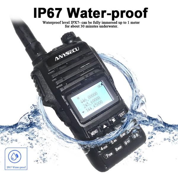 

walkie talkie ip67 waterproof anysecu wp-68 quad band 136-174mhz 240-260mhz 330-390mhz 400-520mhz handheld ham radio