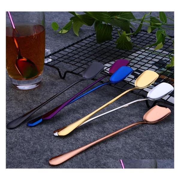 

eco spoon long handle spoon shovel design pvd plated stainless steel gold tea spoon 7 col jllbfh soif