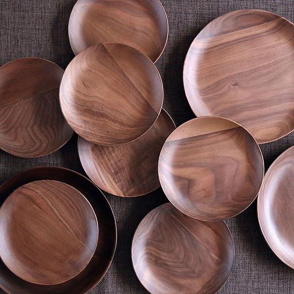 

kitchen storage & organization round wooden plate snacks fruit bread cake tray breakfast dishes dessert serving tableware gifts home decor
