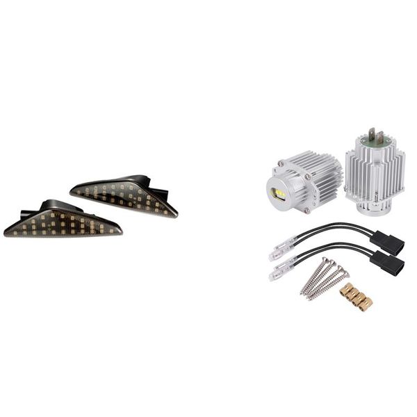 

car headlights -2pcs led side marker turn signal light for- x5 e70 x6 e71 e72 x3 f25 & 1set white 12v80w angel eye headlight