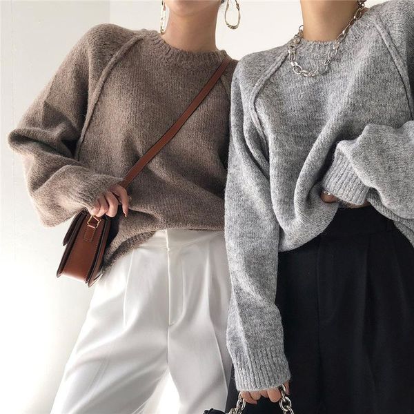 

women sweater fashion college style pullovers winter warm and loose sweater all-match women jumper, White;black