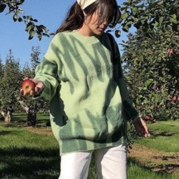 

elegant khaki striped print oversized women sweater long knitted winter pullovers loose streetwear sueter mujer, White;black