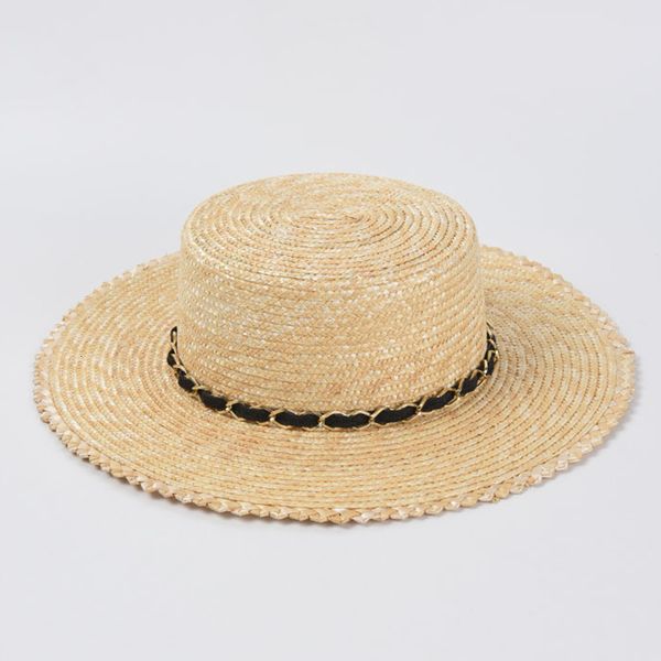 

wholesale 2021 new straw beach hat for women fashion chain decoration hats summer sun protection caps l3oo, Blue;gray