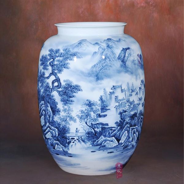 Vasi in ceramica Huang Xiaoling Vaso in porcellana dipinta a mano Le montagne di fiori sono arredamento per la casa Decorazione del soggiorno