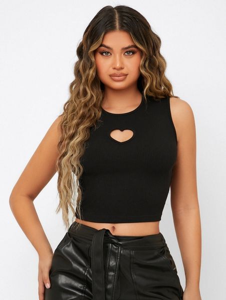 

cut out detail crop tank r1vw#, White