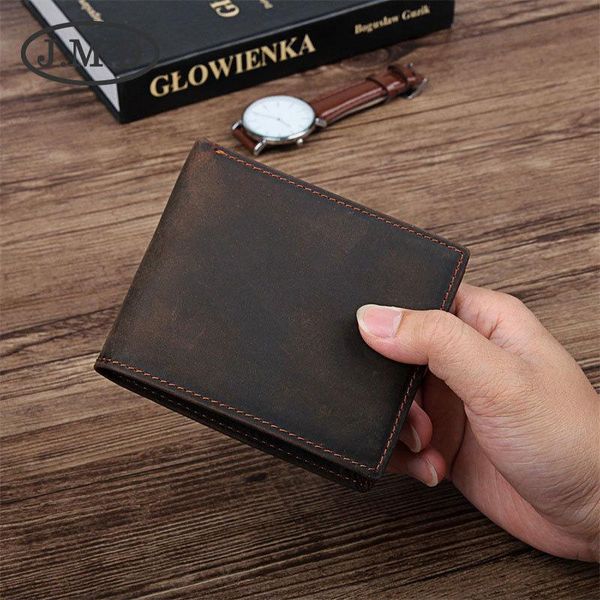 

j.m.d new 100% real cow leather wallet genuine leather men's short wallet braided patterns, Red;black