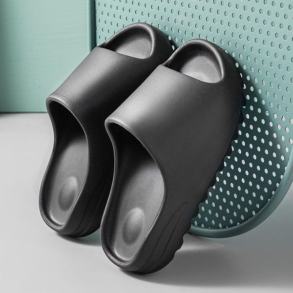 

home women thick bottom slippers platform chunky heel living room bathroom slides non slip trend designer shoes ladies female, Black