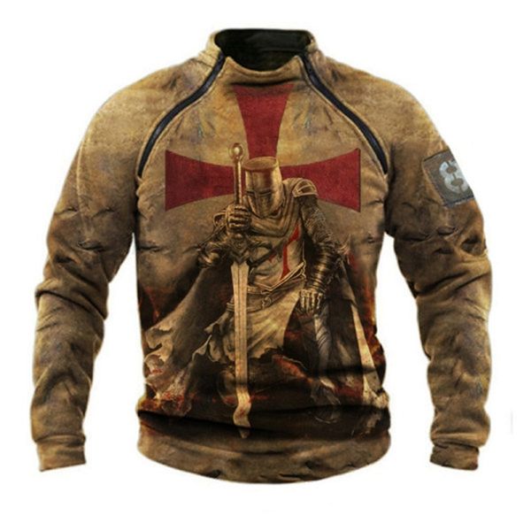 

2021 new long sleeve creative 3d printing outdoor casual men's sweater, Black