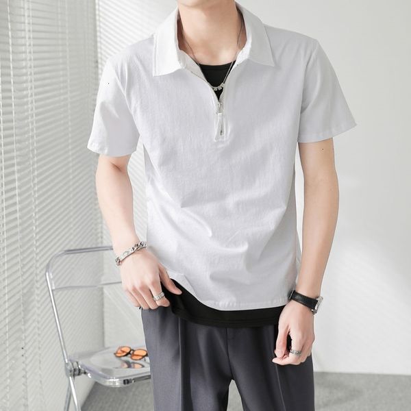 

men's t-shirts british style solid color t-shirt korean fashion loose casual streetwear retro social short-sleeved jtn5, White;black