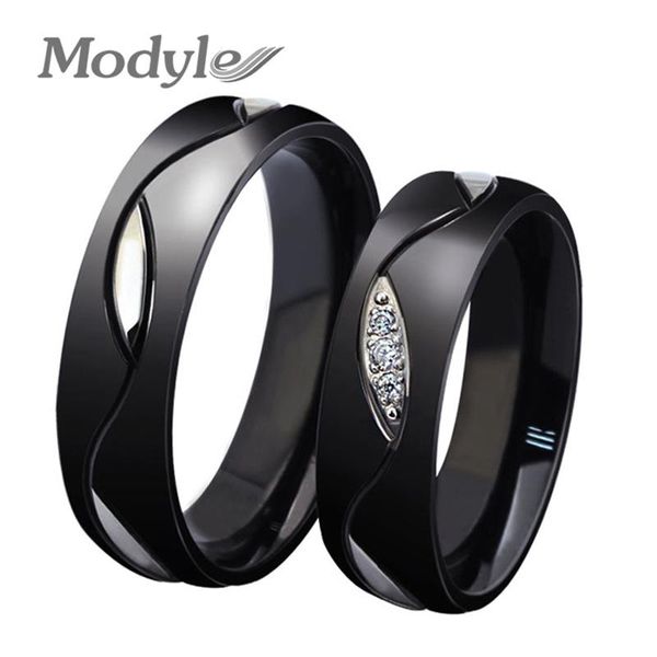 

cluster rings modyle fashion stainless steel couple for women men with imitation black wedding ring punk jewelry, Golden;silver