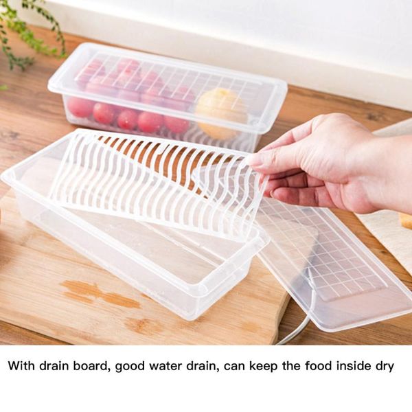 

storage bottles & jars small/large kitchen rectangular refrigerator drainage box plastic fruit food sealed er