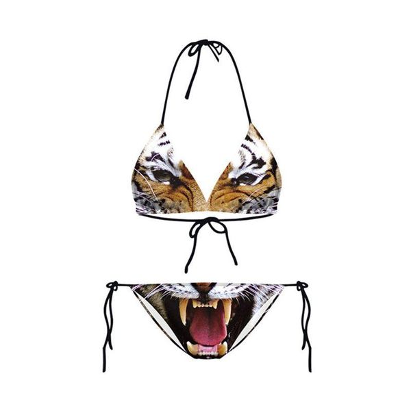 

2021summer three-point beachwear bikini set split two pieces lacing leaf leopard printed gathered swimwear