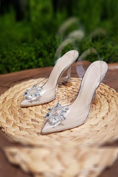 

dress shoes 2021 ladies pumps transparent open stone evening heeled fashion stylish lady party women, Black