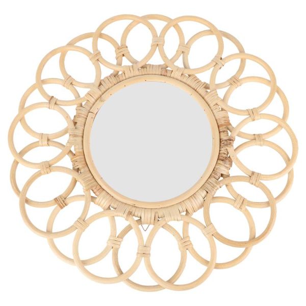 

mirrors 1pc rattan weaving mirror vintage wall home hanging (khaki)