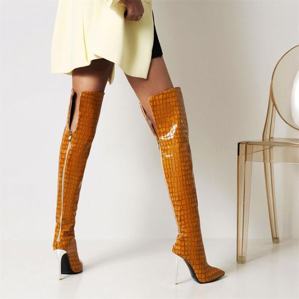 

boots female comfy womens shoes over the knee high thin heel pointed toe fashion arrivals club, Black