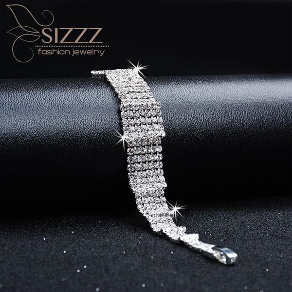 

charm bracelets sizzz 2021 europe and the united states exaggerated rhinestone bracelet&bangles wedding accessories for women, Golden;silver