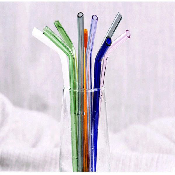 

straws drinking borosilicate clear colored drinking milk reusable ciaac straight straw 18cm*8mm cocktail bent glass eco straws pqokg, White;black
