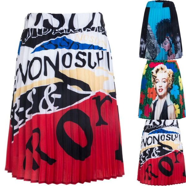 

skirts hirigin womens floral printed short pleated retro elastic high waist skirt maxi, Black