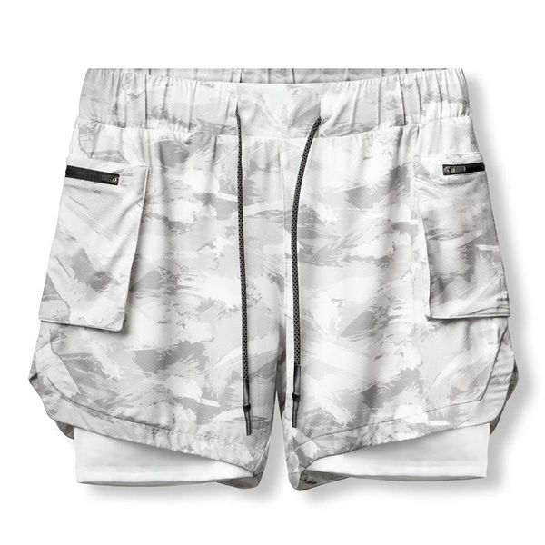 

fitness short camouflag multi-function running shorts summer men gym fitness bodybuilding training quick-drying jogging sports 03, Black