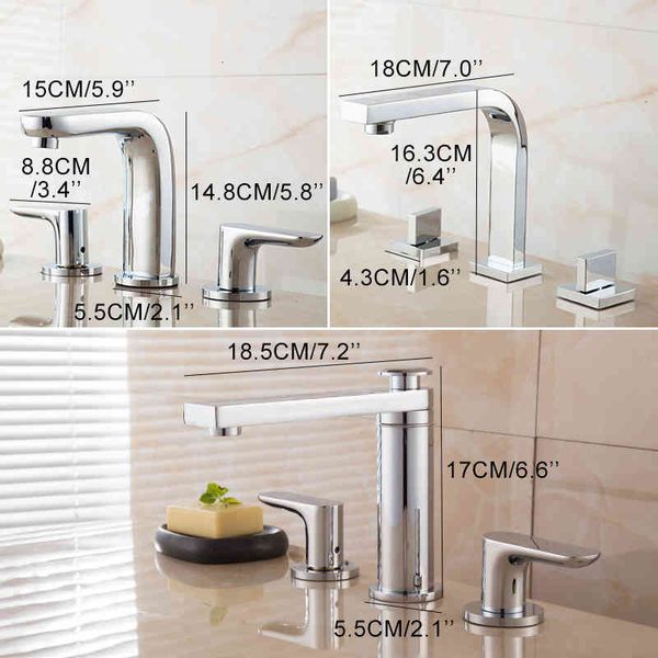 

bathroom sink faucets 3 holes widespread basin water mixer tap dual handle crane chrome finished el1198 w4gf