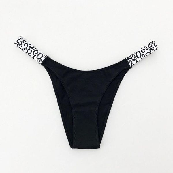 

women's panties simple leopard print thin belt thong underwear stretch seamless cotton low-waist g-string lingerie, Black;pink