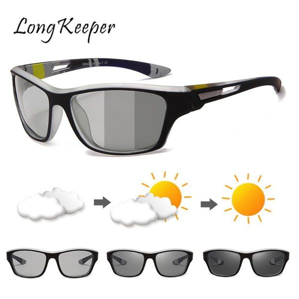

sunglasses longkeeper men pochromic male polarized sun glasses women sports goggles change color driving eyewear gafas uv400, White;black