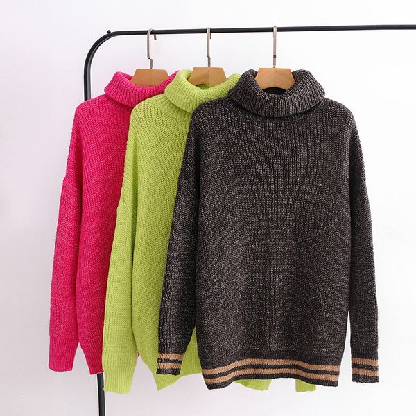 

2021 new fashion women's winter sweater ladies turtleneck kintwear femme korean pullover pull female causal cloths red clothig 475h, White;black