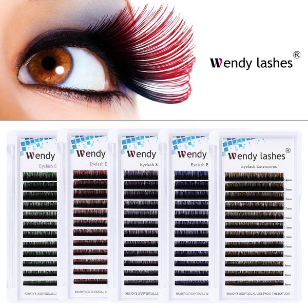 

false eyelashes 12 row ombre red green brown blue classic colored eyelash extension individual faux mink makeup eye lashes professional supp