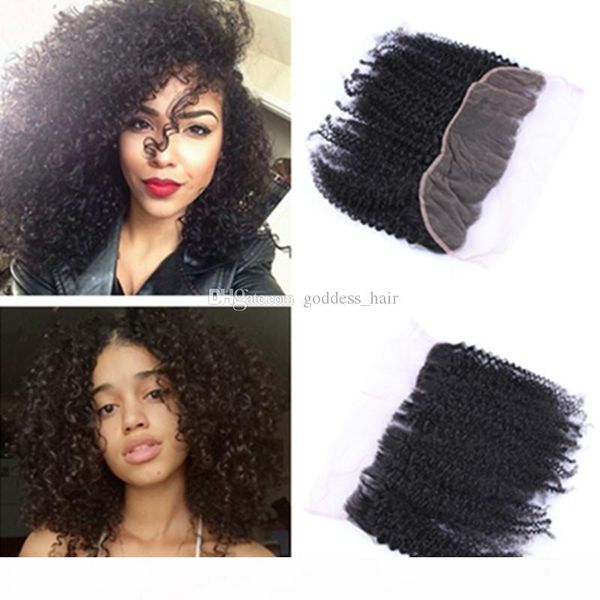 

mongolian afro kinky curly lace frontal closure 13x4 afro kinky curly ear to ear full lace frontals 13*4 for black woman, Black;brown