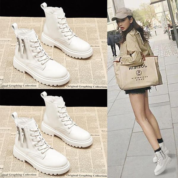 

boots autumn women's fashion high-casual high-quality leather anti-collision upper shoe for women ankle size 35-40, Black