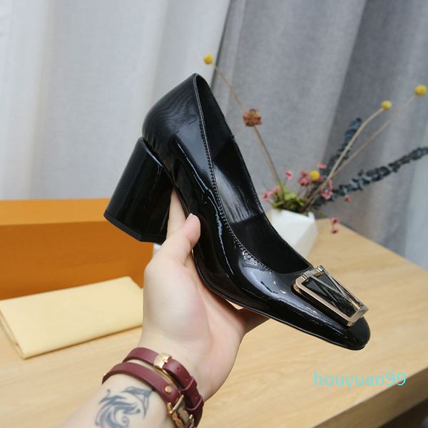 

pumps luxury women shoes chunky heel women designer shoes new arrive dress shoes size 35-42 model 2021, Black