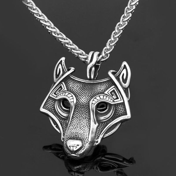 

pendant necklaces men stainless steel norse viking oidn wolf head necklace, Silver