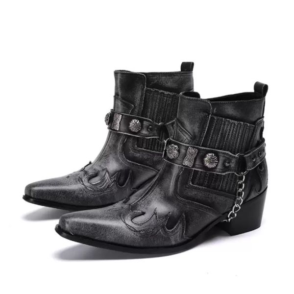 scarpe da festa alla moda di Black High Autunno Top Top Autunno uomini British British Stivale Stivali Stivali Stivali in pelle Genugia