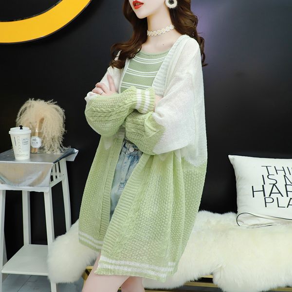

2021 new women coat summer thin long sleeve knitted sunscreen clothing spring large size female cardigans sweater y99 bv2i, White;black