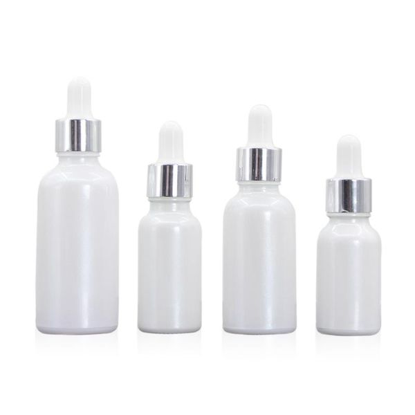 

storage bottles & jars 15ml 20ml 30ml50ml cosmetic packaging pearl white glass bottle shiny silver ring empty essential oil dropper vials 15