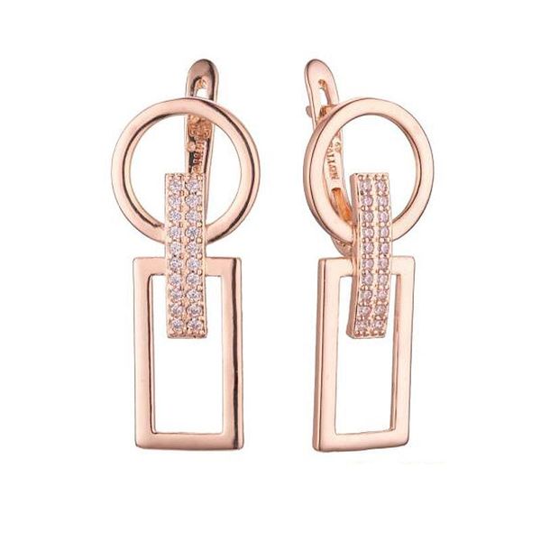 

dangle & chandelier fj women 585 rose gold color round link rectangle crystal drop earrings, Silver