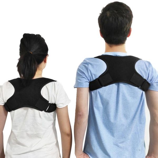 

safety spine posture corrector back support belt shoulder bandage pain relief equipments, Black;blue